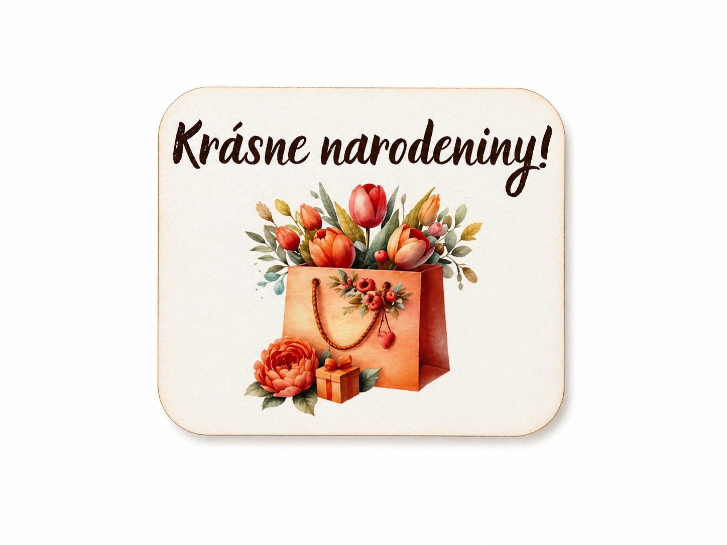 Drevená tabuľka „Krásne narodeniny!“ – dekorácia na dotvorenie (7×6 cm)