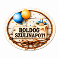 Oválna dekoračná tabuľka Boldog Szülinapot! | Sublimačná tlač na HDF 7,5 × 6 cm