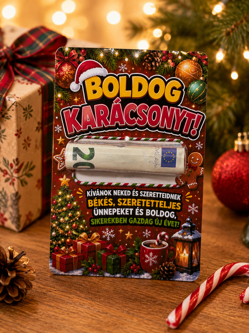 Darčeková kartička na peniaze „Boldog Karácsonyt!“