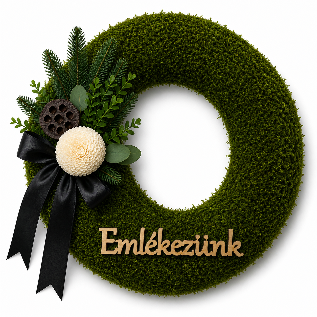Emlékezünk – drevený nápis na veniec | 14 × 4 cm