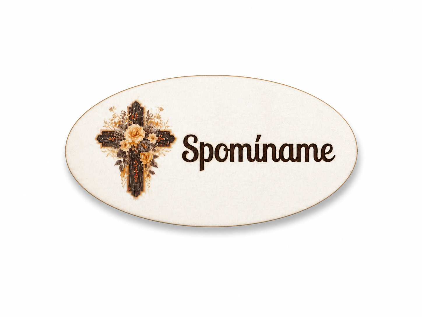 Spomíname – drevená tabuľka na veniec