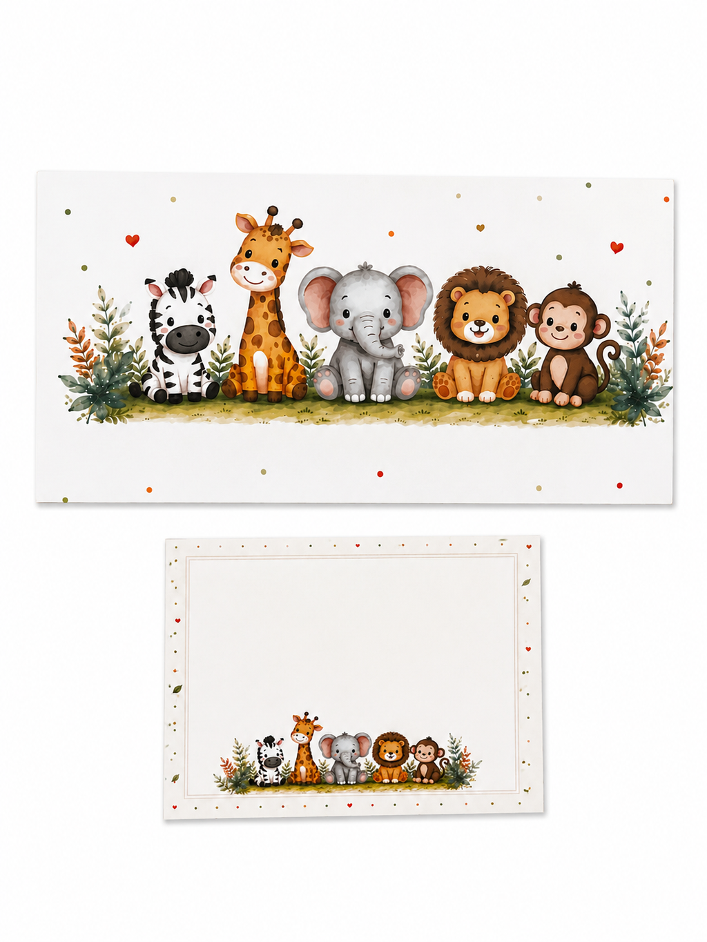 Obálka na darovanie peňazí s kartičkou – Safari zvieratká | 18,5 × 9 cm