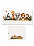 Obálka na darovanie peňazí s kartičkou – Safari zvieratká | 18,5 × 9 cm