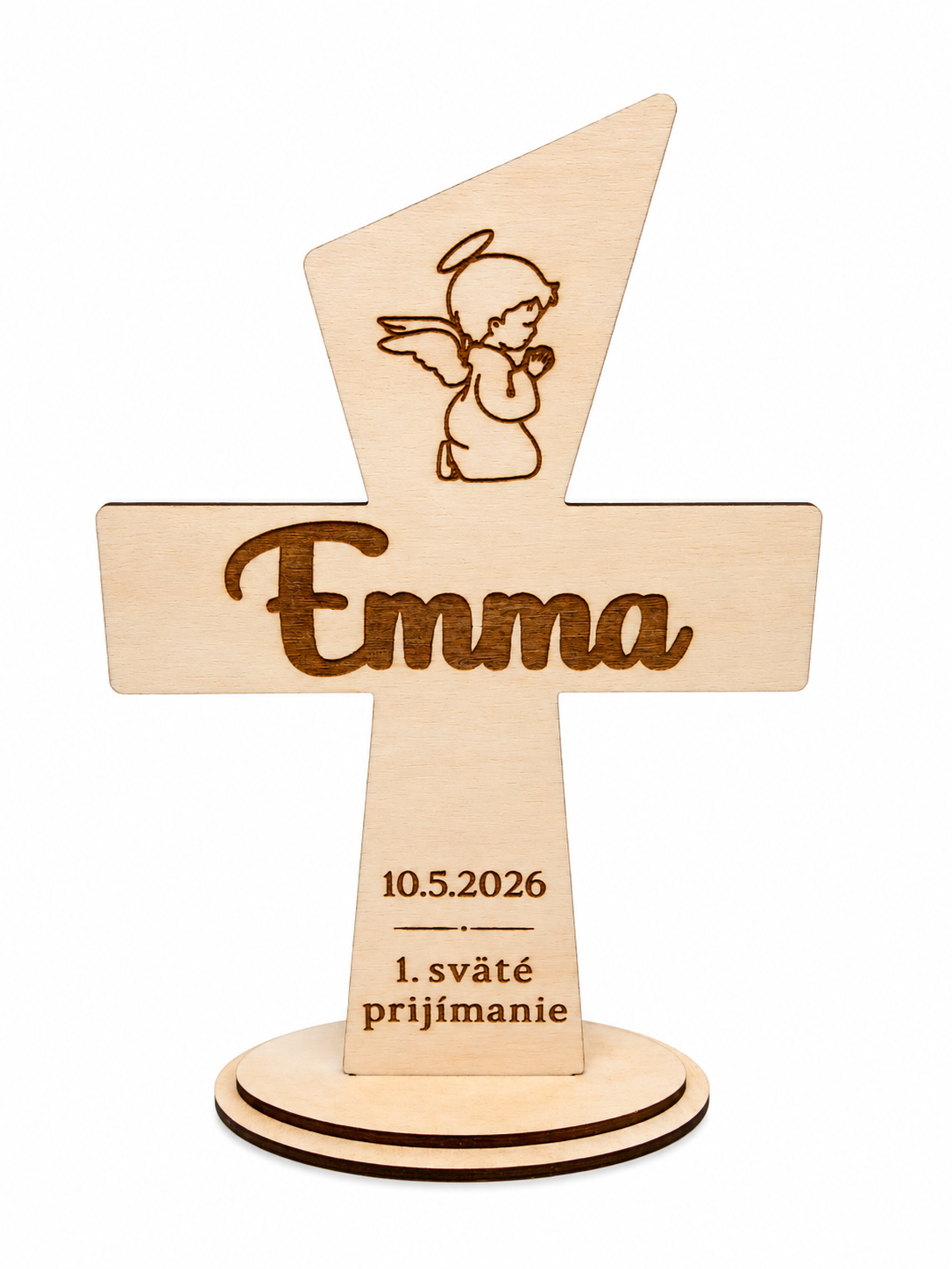 Drevený krížik s menom na 1. sväté prijímanie