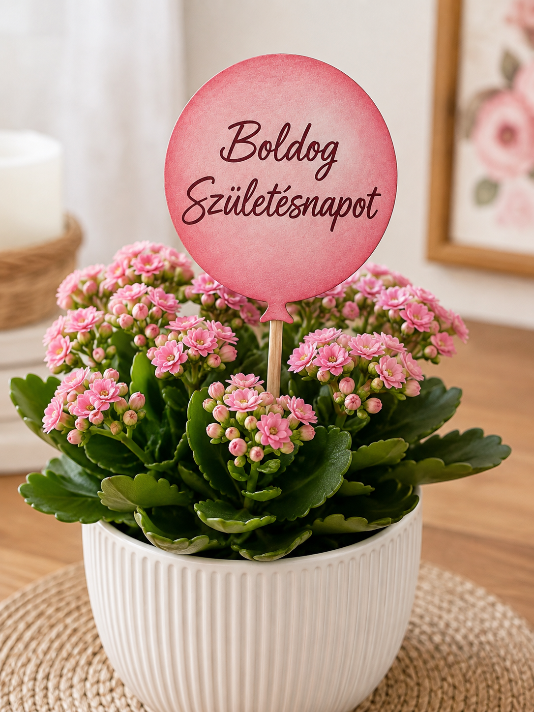 Dekoračná tabuľka Boldog Születésnapot | Sublimačná tlač na HDF 6 × 8 cm
