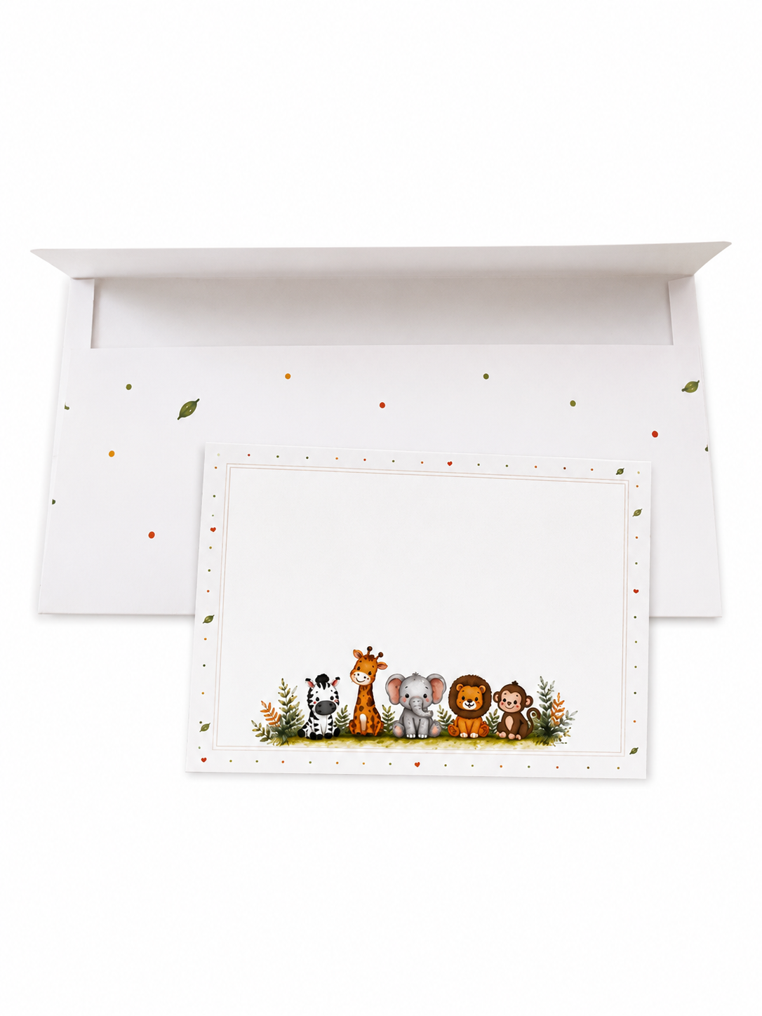 Obálka na darovanie peňazí s kartičkou – Safari zvieratká | 18,5 × 9 cm