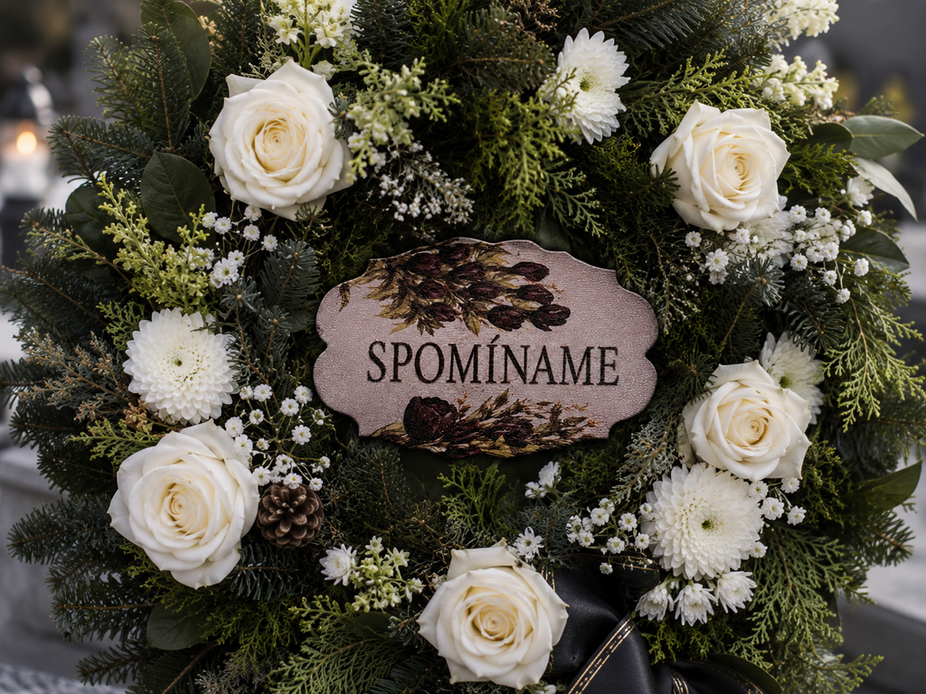 Pamätná tabuľka na veniec – Spomíname | 7,5 × 5 cm