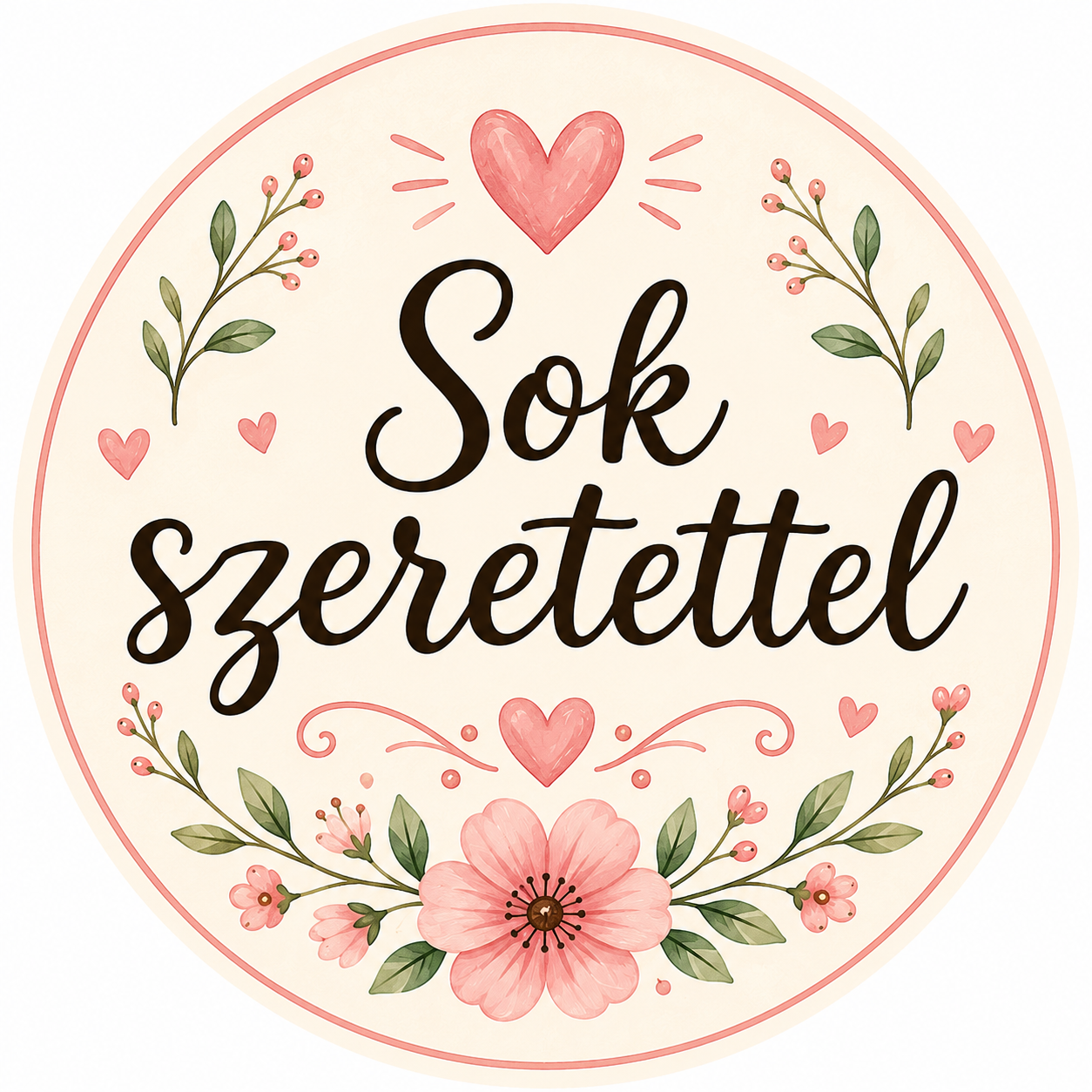 Sok szeretettel nálepky 3 cm