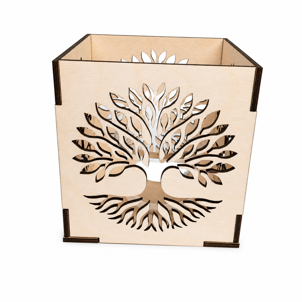 Wooden candle holder – tree of life