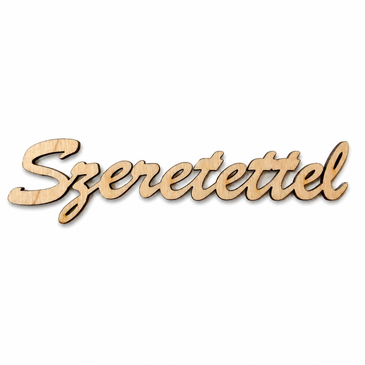 Drevený nápis „Szeretettel“ – 14×4 cm | na dotvorenie