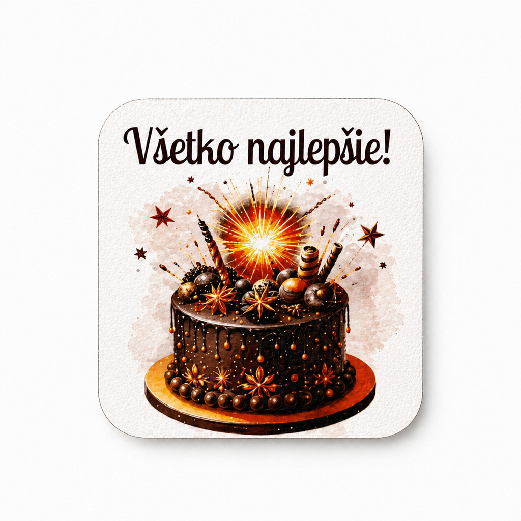 Drevená tabuľka „Všetko najlepšie!“ – 6×7 cm | na dotvorenie