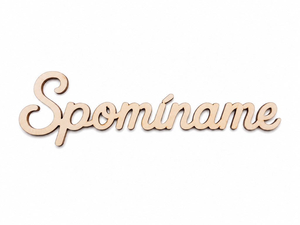 Drevený nápis Spomíname | Maďarský drevený nápis z preglejky 10 × 3 cm