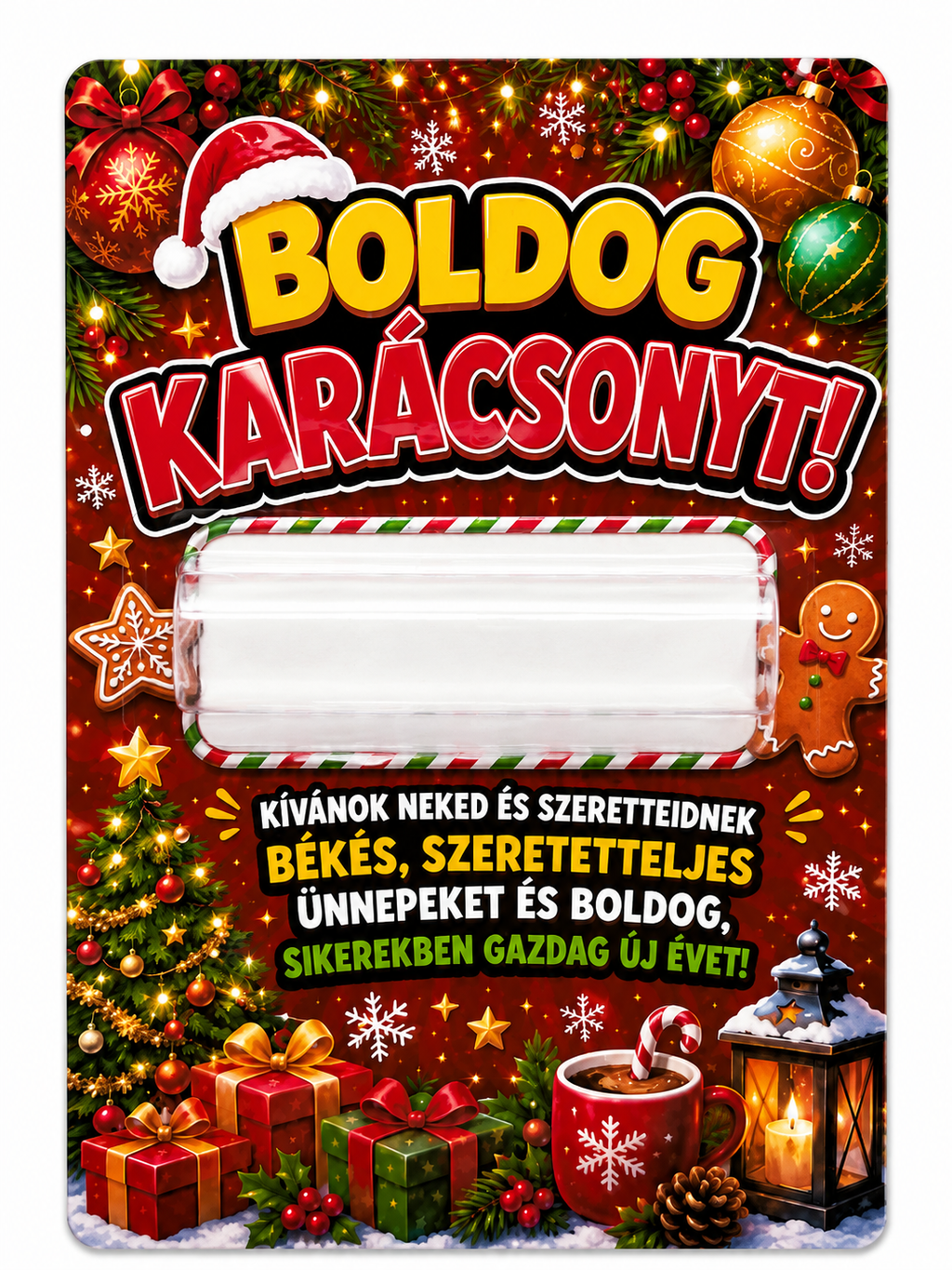 Darčeková kartička na peniaze „Boldog Karácsonyt!“