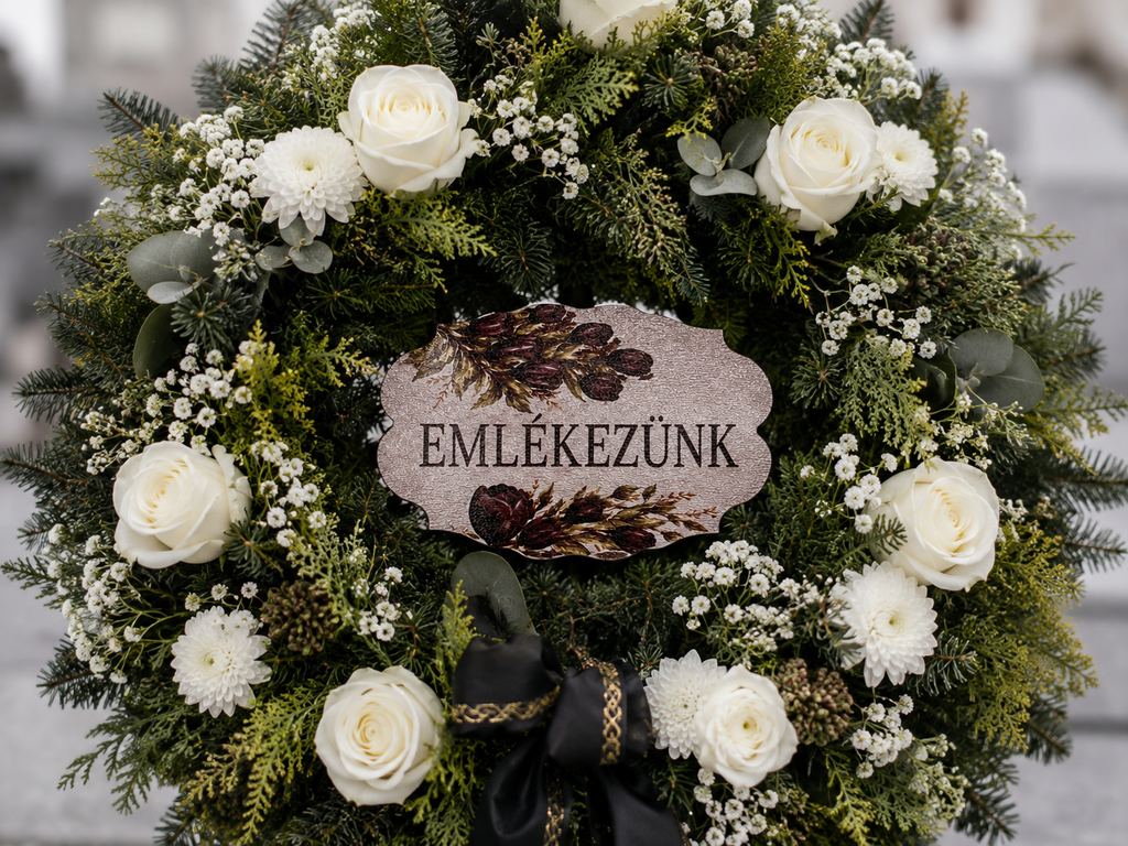 Pamätná tabuľka na veniec – Emlékezünk | 7,5 × 5 cm