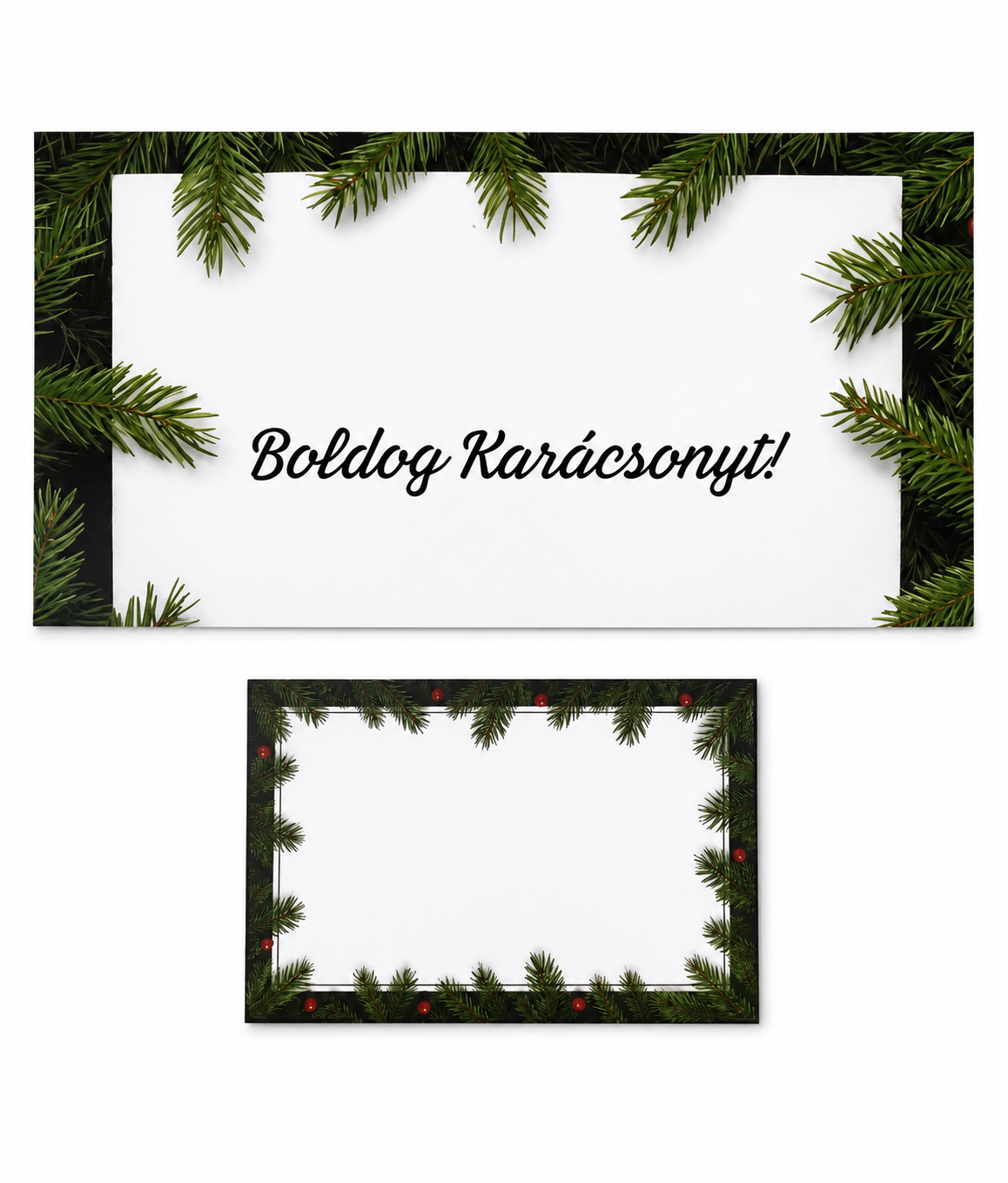 Vianočná obálka na darovanie peňazí s kartičkou – Maďarský nápis „Boldog Karácsonyt!” | 18,5 × 9 cm
