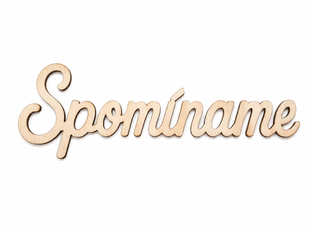 Drevený nápis Spomíname | Maďarský drevený nápis z preglejky 14 × 5 cm