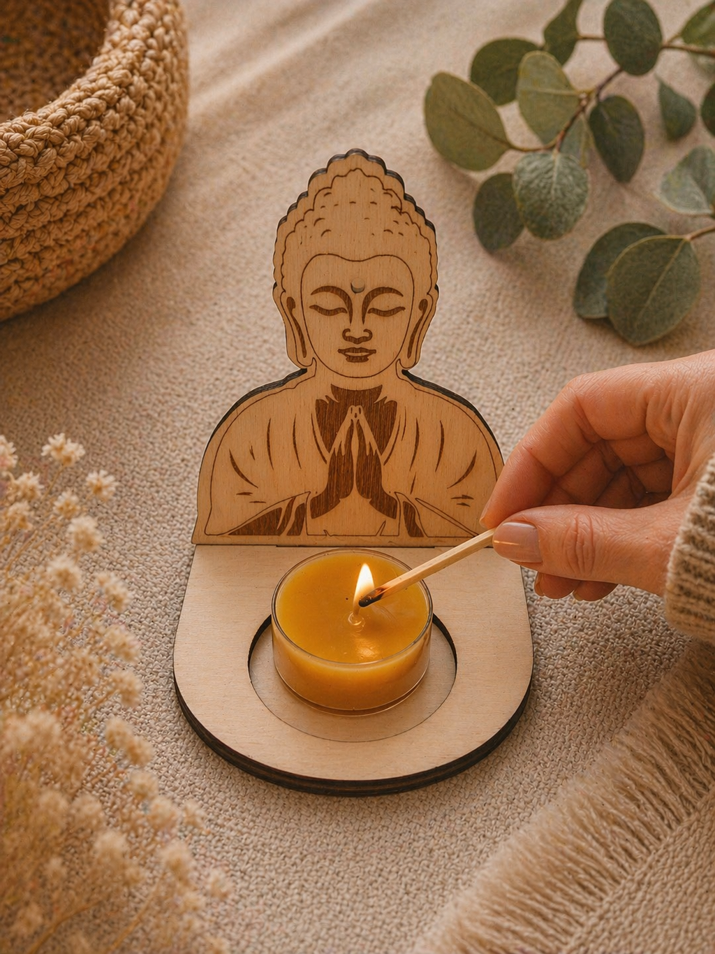 Budha svietnik – meditácia / joga dekorácia