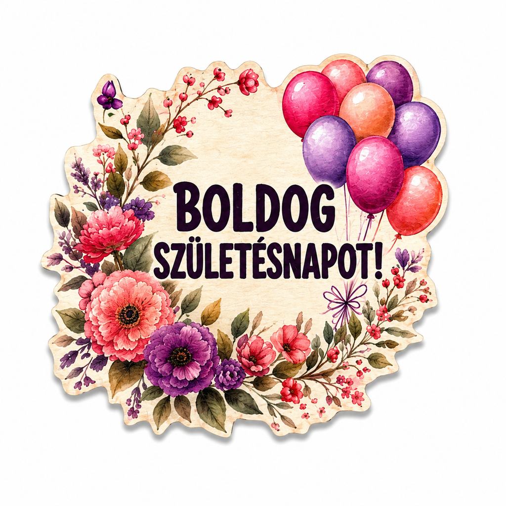Dekoračná tabuľka Boldog Születésnapot! | Sublimačná tlač na HDF 9 × 8 cm