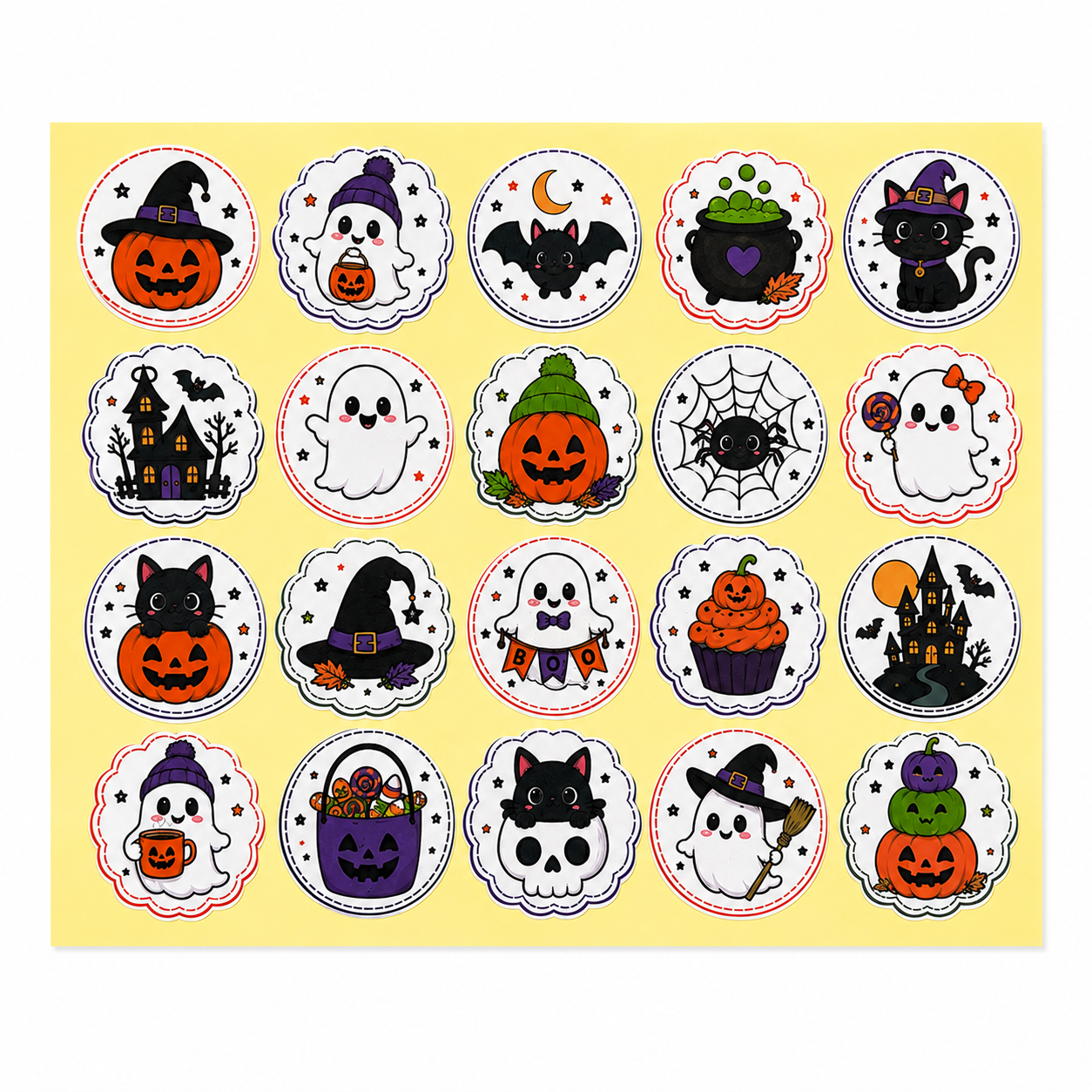 Halloween papierové nálepky – dekoratívne samolepky 2,5 cm