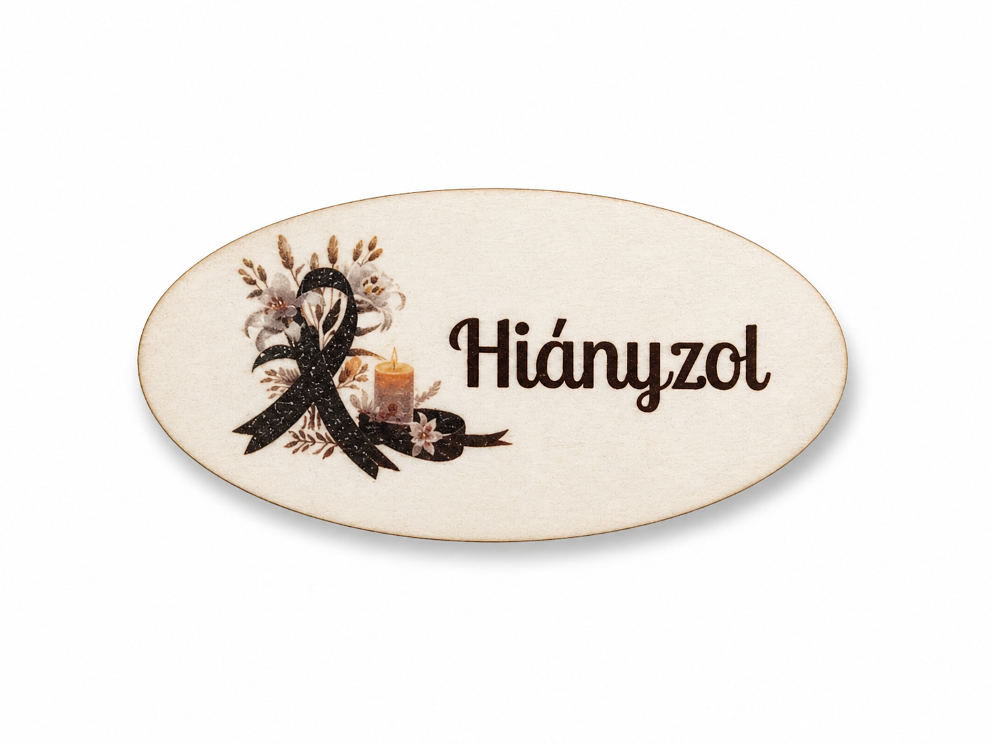 Hiányzol – drevená tabuľka na veniec