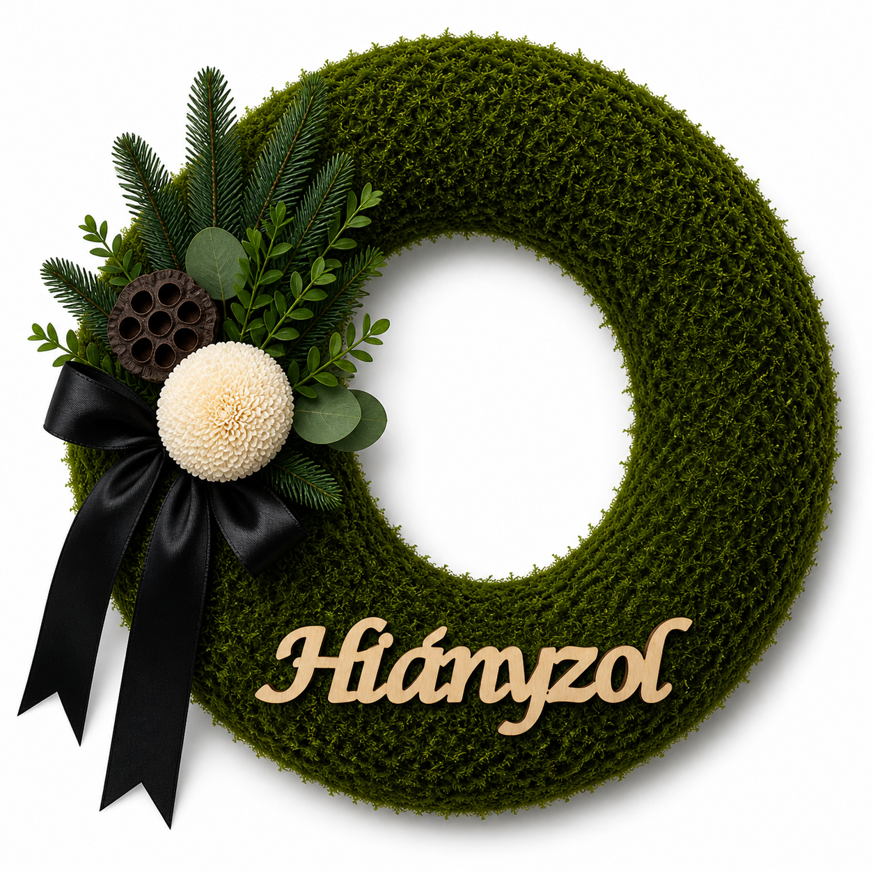 Hiányzol – drevený nápis na veniec | 14 × 4,5 cm