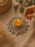 Wooden tealight holder - mandala design