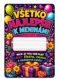 Darčeková kartička na peniaze „Všetko najlepšie k meninám!“