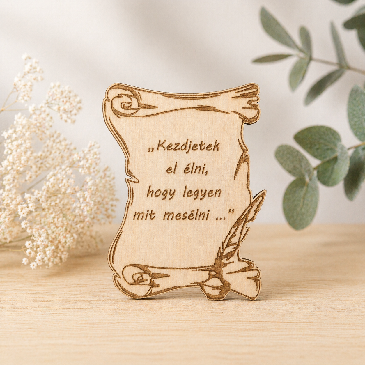 Drevená gravírovaná tabuľka s textom – darček na rozlúčku (6×8 cm)