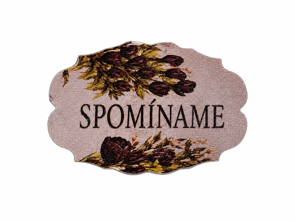 Pamätná tabuľka na veniec – Spomíname | 7,5 × 5 cm