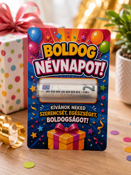 Darčeková kartička na peniaze „Boldog Névnapot!“