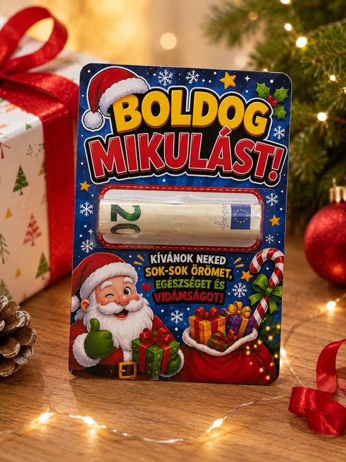 Darčeková kartička na peniaze „Boldog Mikulást!“
